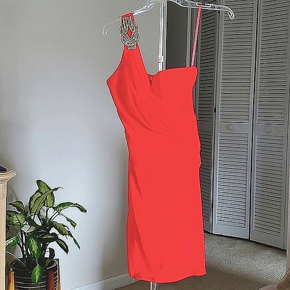 Cache cocktail evening Dress Tangerine Pink color Size 4 prom dress